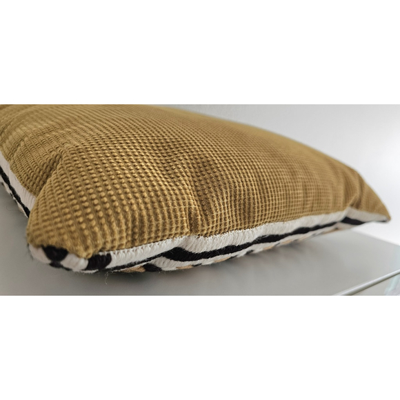 Vintage White Brown Black Beige Throw Pillow Retro Square Crochet Embroider - Picture 5 of 8